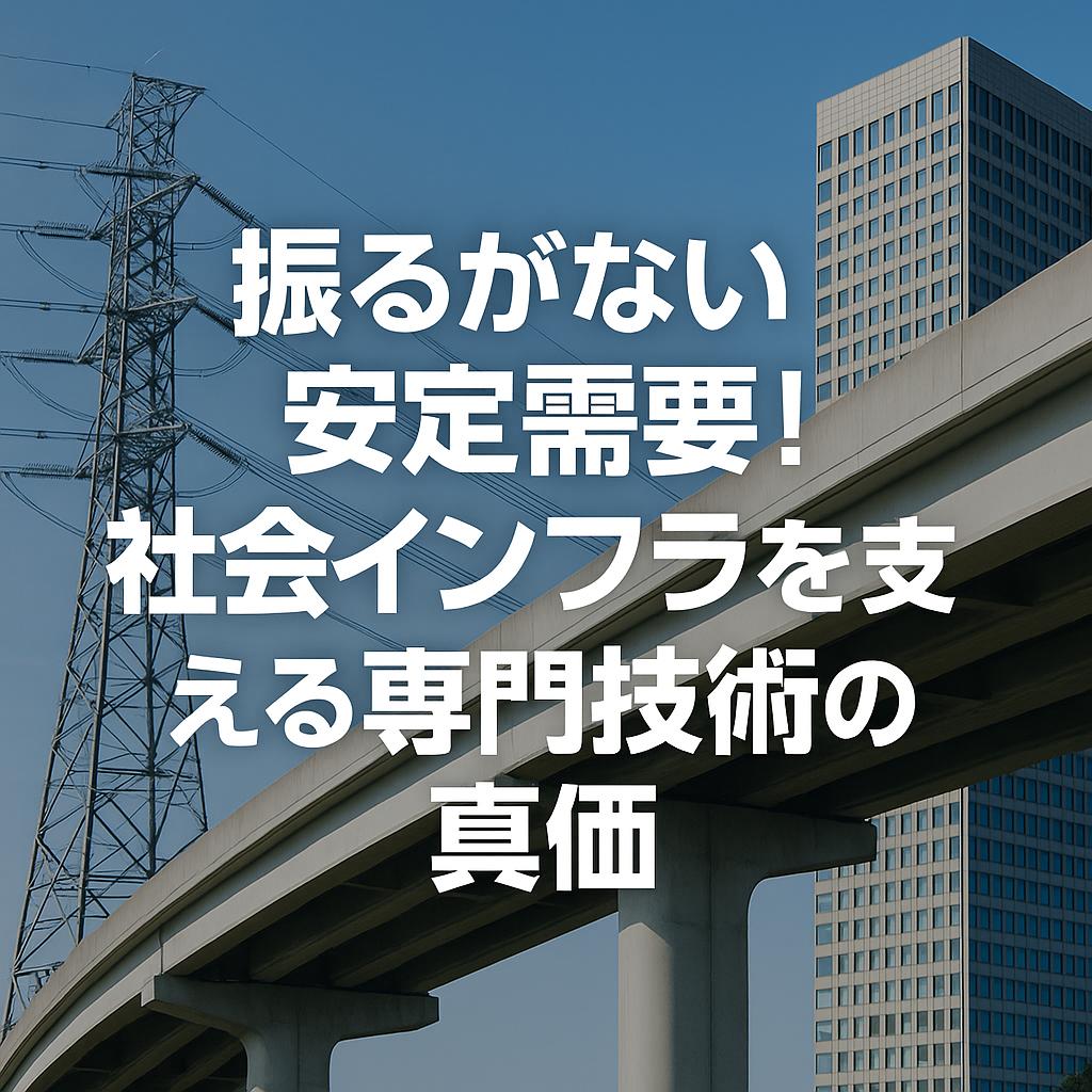 揺るがない安定需要!社会インフラを支える専門技術の真価