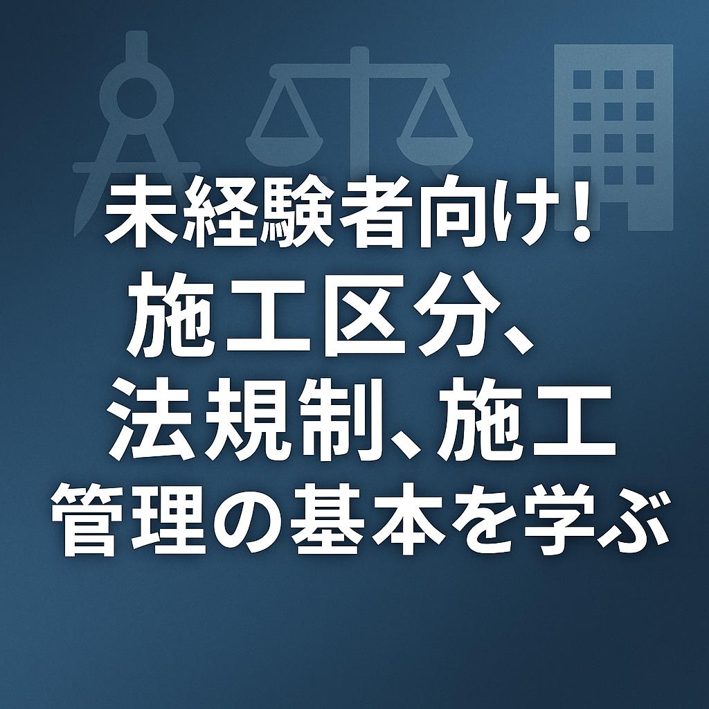 未経験者向け！施工区分、法規制、施工管理の基本を学ぶ