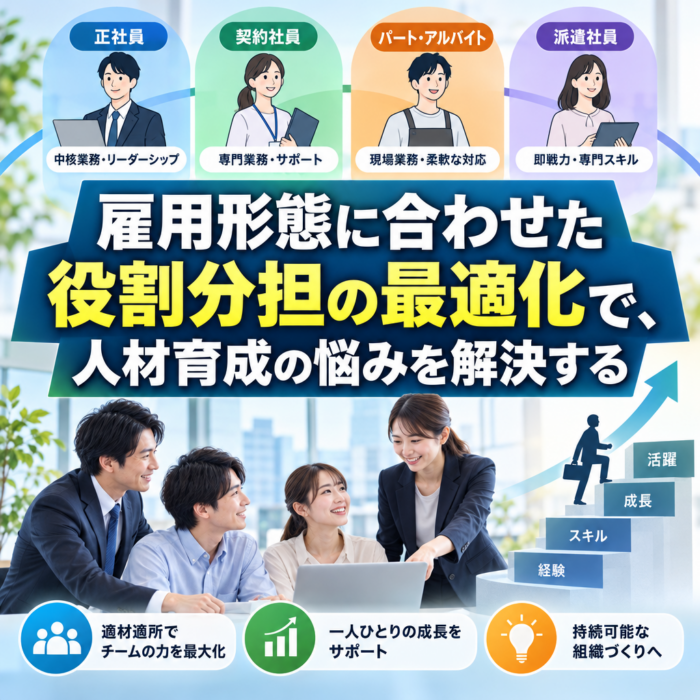 雇用形態に合わせた役割分担の最適化で、人材育成の悩みを解決する