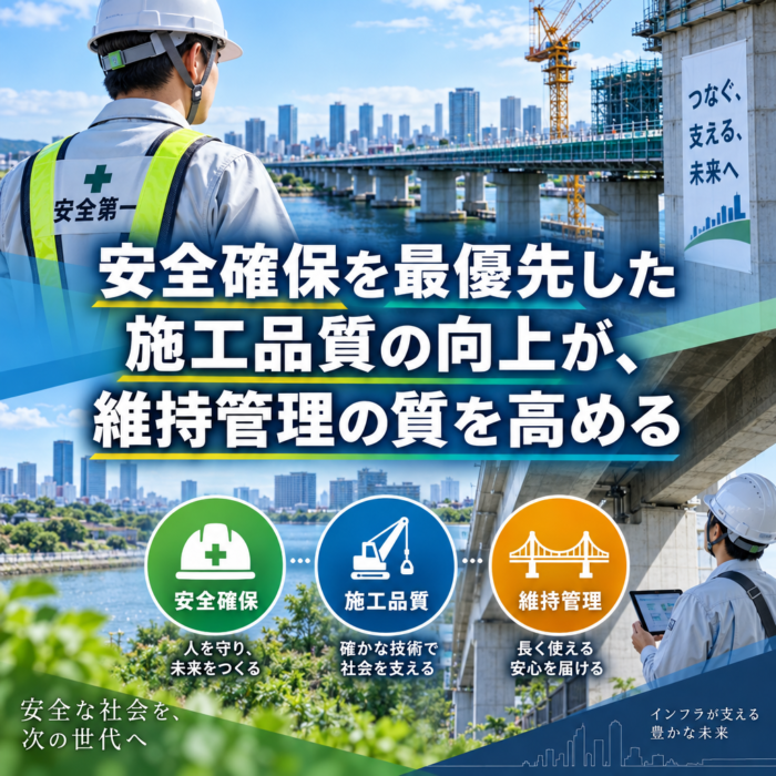 安全確保を最優先した施工品質の向上が、維持管理の質を高める